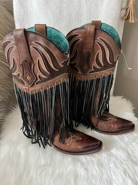 Corral Brown and Tan Leather Western Lace-Up Boots